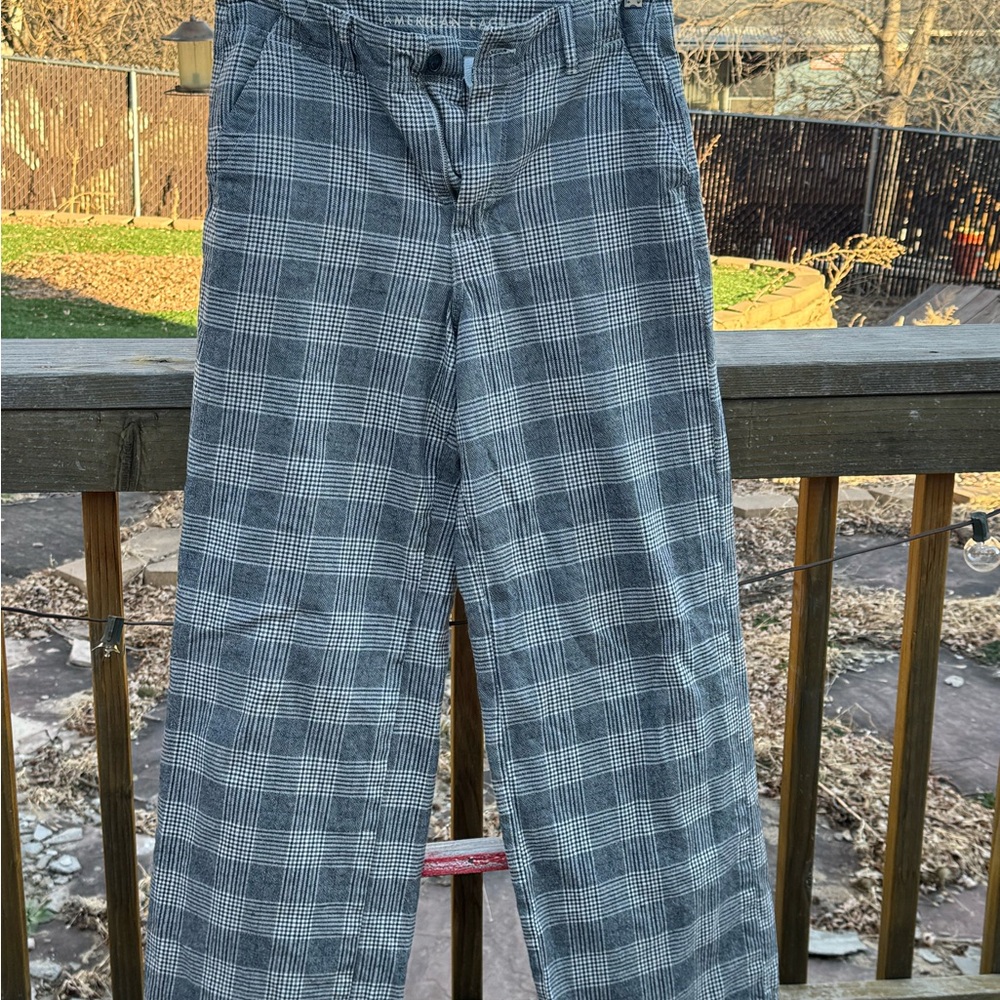 American Eagle Outfitters Gray Plaid Wide Leg Pants